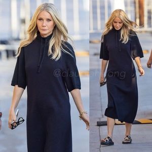 GWYN Jade Merino Wool Midi Sweater Dress in Black